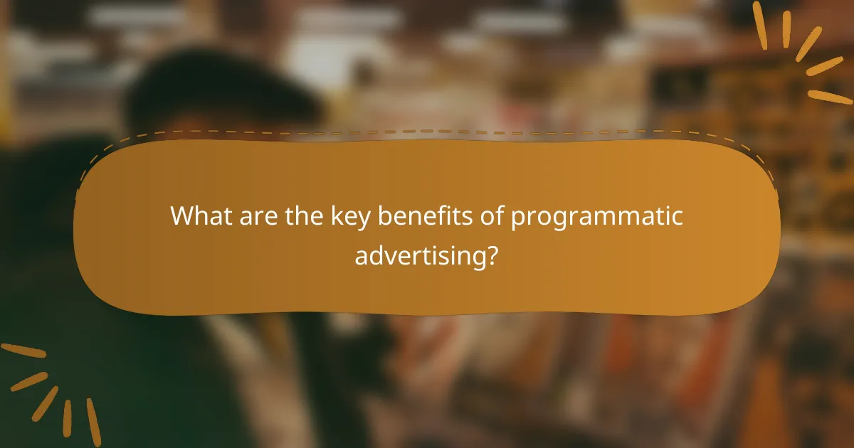 What are the key benefits of programmatic advertising?